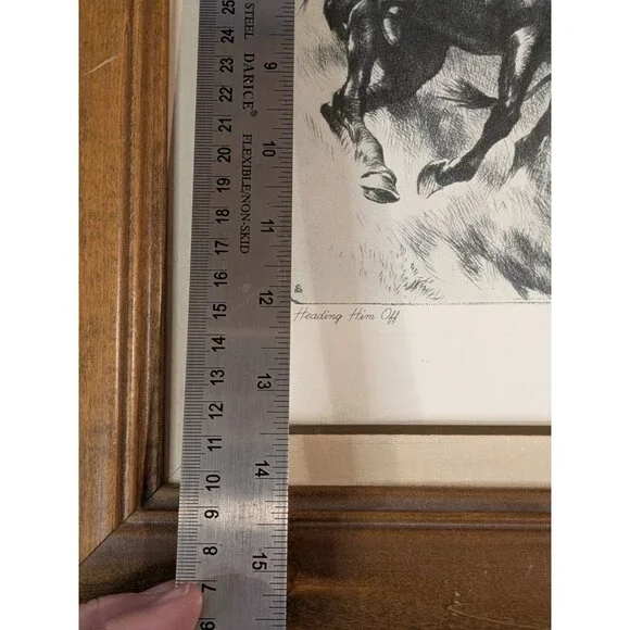 Framed Cowboy Art Print "Heading Them Off" By R.H. Palenske Wood Frame - Picture 16 of 16